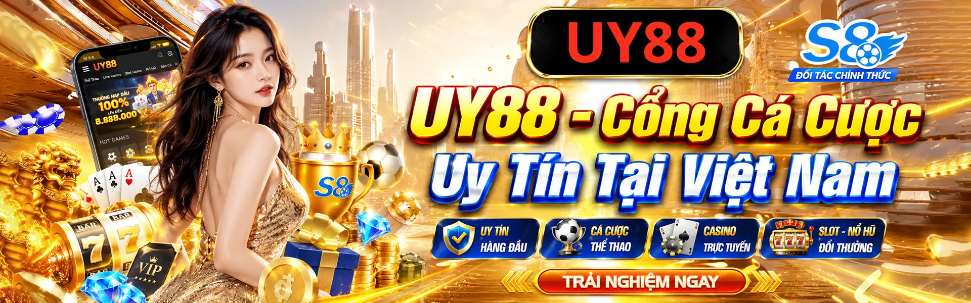 Banner UY88 cổng game cá cược trực tuyến được người Việt yêu thích